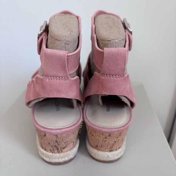 Final sale New Marc Fisher Fayme real Suede Pink Wedge Sandals size 8.5 - Picture 10 of 14